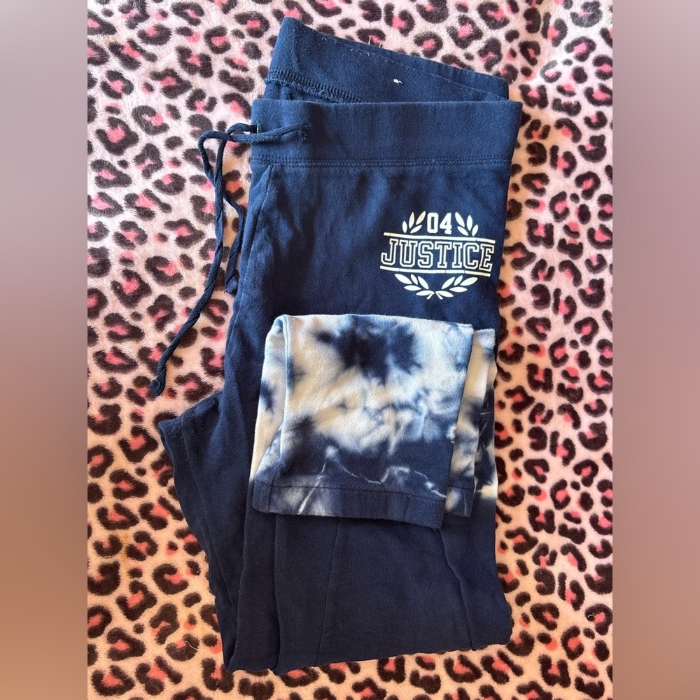 Justice Blue Sweatpants with Tie-Dye Accent